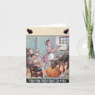 ヴィンテージ感謝祭とトルコとカボチャ1903 招待状