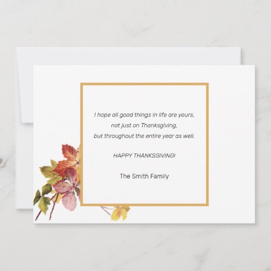 ヴィンテージ感謝祭とハース シーズンカード (裏面)