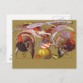 ヴィンテージ感謝祭のアートグリーティングカード シーズンポストカード (正面/裏面)