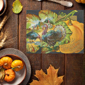 ヴィンテージ感謝祭のターキーとカボチャ ポストカード