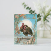 ヴィンテージ感謝祭の七面鳥を満月で ポストカード (スタンド正面)