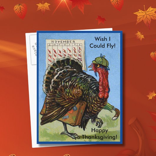 ヴィンテージ感謝祭の七面鳥を飛べばいいのに シーズンポストカード
