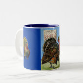 ヴィンテージ感謝祭の七面鳥を飛べばいいのに ツートーンマグカップ (正面左)