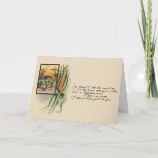 ヴィンテージ感謝祭の友人グリーティングカード カード (正面)