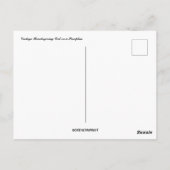 ヴィンテージ感謝祭の女の子をカボチャとトルコ ポストカード (裏面)