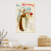 ヴィンテージ感謝祭の女の子メイキングパイポスター ポスター (キッチン)