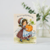 ヴィンテージ感謝祭の女の子 シーズンポストカード (スタンド正面)