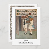 ヴィンテージ感謝祭の子どもたち シーズンポストカード (正面/裏面)