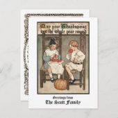 ヴィンテージ感謝祭の子ども シーズンポストカード (正面/裏面)