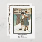 ヴィンテージ感謝祭の子ども シーズンポストカード (正面/裏面)