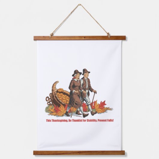 ヴィンテージ感謝祭の安定性 – 感謝する 吊り下げ型タペストリー (正面)