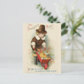 ヴィンテージ感謝祭の巡礼少年ウィーバーロウ ポストカード (スタンド正面)