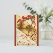 ヴィンテージ感謝祭ウィッシュボーンとリボン ポストカード (スタンド正面)