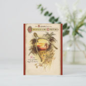 ヴィンテージ感謝祭ウィッシュボーンと小麦 ポストカード (スタンド正面)