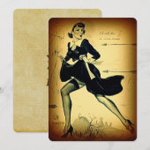 ヴィンテージ感謝祭カーピルムピンアップガール シーズンカード (正面/裏面)