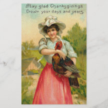 ヴィンテージ感謝祭ガールグリーティング
