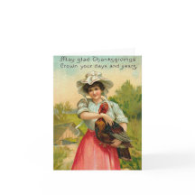 ヴィンテージ感謝祭ガールグリーティング