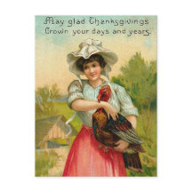 ヴィンテージ感謝祭ガールグリーティング