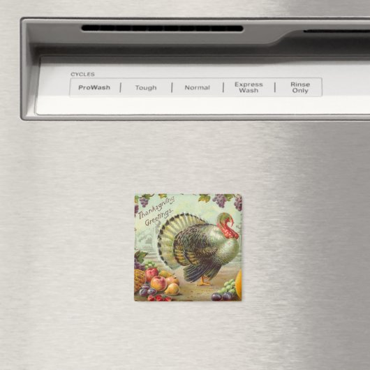 ヴィンテージ感謝祭グリーティングスススクエアマグネット マグネット (インサイチュ (食洗機))