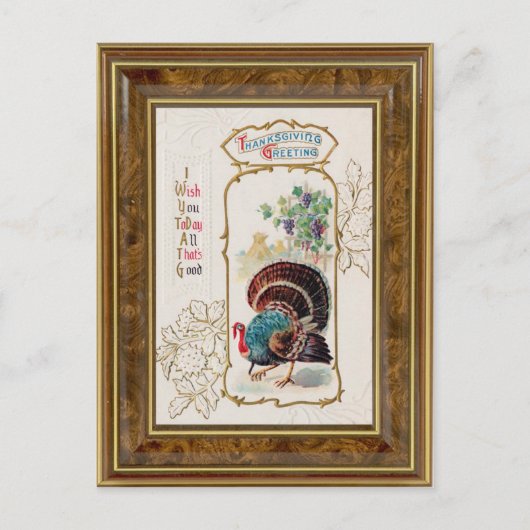 ヴィンテージ感謝祭グリーティング&トルコ ポストカード (正面)