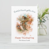 ヴィンテージ感謝祭コテージと挨拶 シーズンカード (スタンド正面)