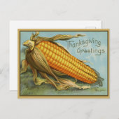 ヴィンテージ感謝祭コーン シーズンポストカード (正面/裏面)
