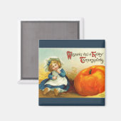 ヴィンテージ感謝祭スクエアマグネット マグネット (正面/裏面)