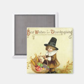 ヴィンテージ感謝祭スクエアマグネット マグネット (正面/裏面)