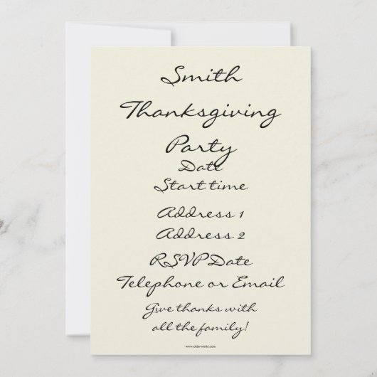 ヴィンテージ感謝祭タウン招待状 招待状 (裏面)