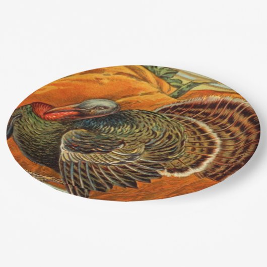 ヴィンテージ感謝祭ターキーホリデイ ペーパープレート (アングル)