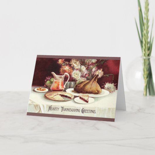 ヴィンテージ感謝祭ディナーグリーティングカード シーズンカード (正面)