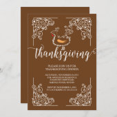 ヴィンテージ感謝祭ディナーパーティの招待状 招待状 (正面/裏面)