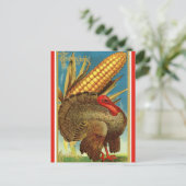 ヴィンテージ感謝祭トルコとトウモロコシ ポストカード (スタンド正面)