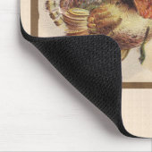 ヴィンテージ感謝祭トルコと巡礼少女 マウスパッド (コーナー)