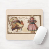 ヴィンテージ感謝祭トルコと巡礼少女 マウスパッド (マウス)