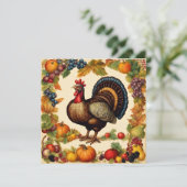 ヴィンテージ感謝祭トルコと果実収穫 カード (スタンド正面)