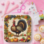 ヴィンテージ感謝祭トルコと果実収穫 ペーパープレート (パーティー)