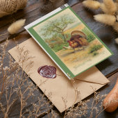 ヴィンテージ感謝祭トルコと牧草地の鶏肉 ポストカード