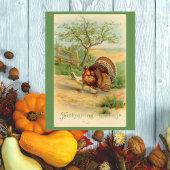 ヴィンテージ感謝祭トルコと牧草地の鶏肉 ポストカード