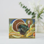 ヴィンテージ感謝祭トルコと秋収穫 シーズンポストカード (スタンド正面)