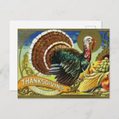 ヴィンテージ感謝祭トルコと秋収穫 シーズンポストカード (正面/裏面)