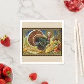 ヴィンテージ感謝祭トルコと野菜 スタンダードカクテルナプキン (インサイチュ)