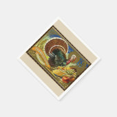 ヴィンテージ感謝祭トルコと野菜 スタンダードカクテルナプキン (角)