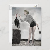 ヴィンテージ感謝祭トルコの女の子はがき ポストカード (正面/裏面)