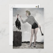 ヴィンテージ感謝祭トルコの女の子はがき ポストカード (正面/裏面)