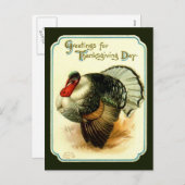 ヴィンテージ感謝祭トルコはがき シーズンポストカード (正面/裏面)