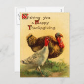ヴィンテージ感謝祭トルコはがき シーズンポストカード (正面/裏面)