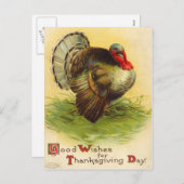 ヴィンテージ感謝祭トルコはがき シーズンポストカード (正面/裏面)