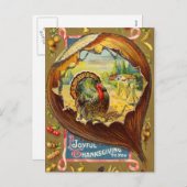 ヴィンテージ感謝祭トルコはがき シーズンポストカード (正面/裏面)