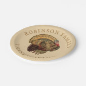 ヴィンテージ感謝祭トルコカスタムの家族名 ペーパープレート (アングル)